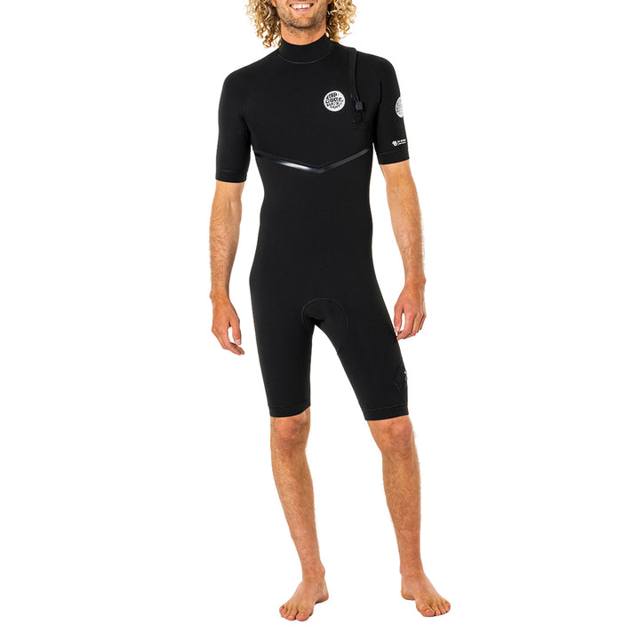 Rip Curl 2/2 E Bomb Zipper Free Short Sleeve Spring Suit Black