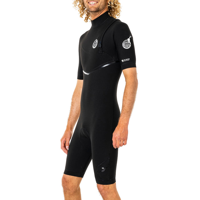 Rip Curl 2/2 E Bomb Zipper Free Short Sleeve Spring Suit Black