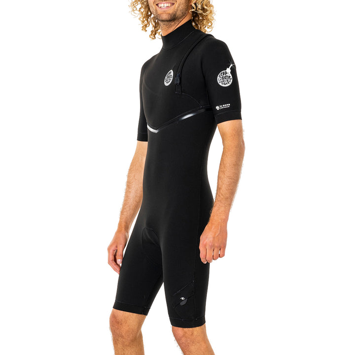 Rip Curl 2/2 E Bomb Zipper Free Short Sleeve Spring Suit Black