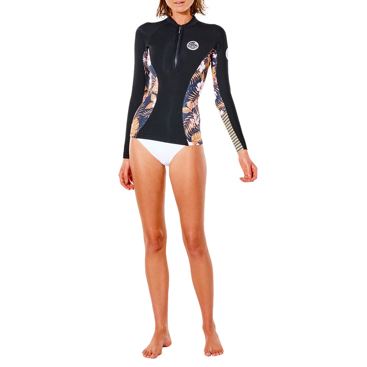 Rip Curl G Bomb Long Sleeve Front Zip Sub Jacket - Women's Black/Gold