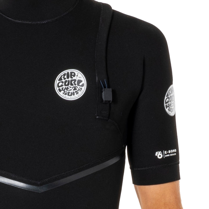Rip Curl 2/2 E Bomb Zipper Free Short Sleeve Spring Suit Black