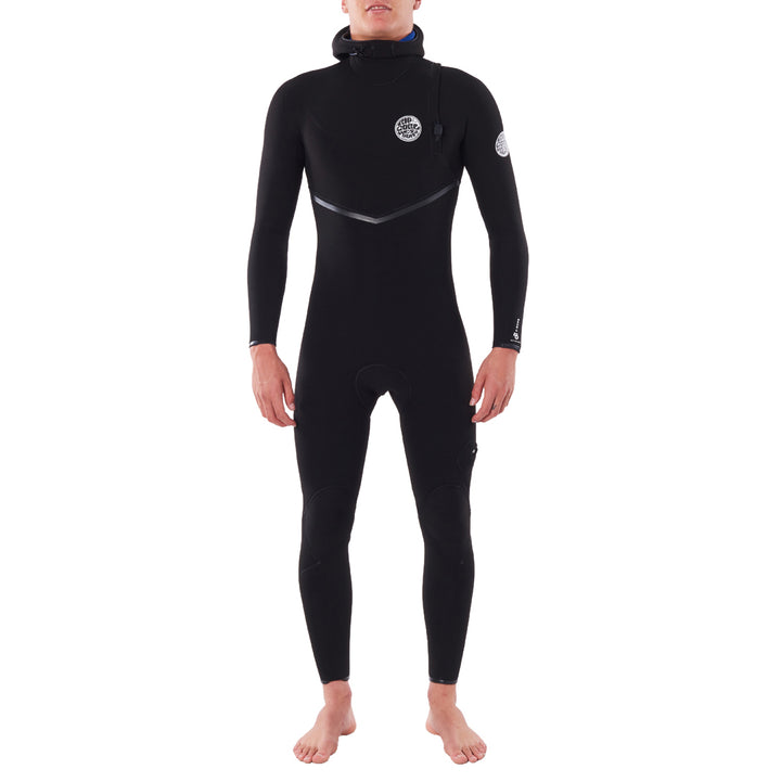 Rip Curl 4/3 E Bomb Zipper Free Hooded Wetsuit Black