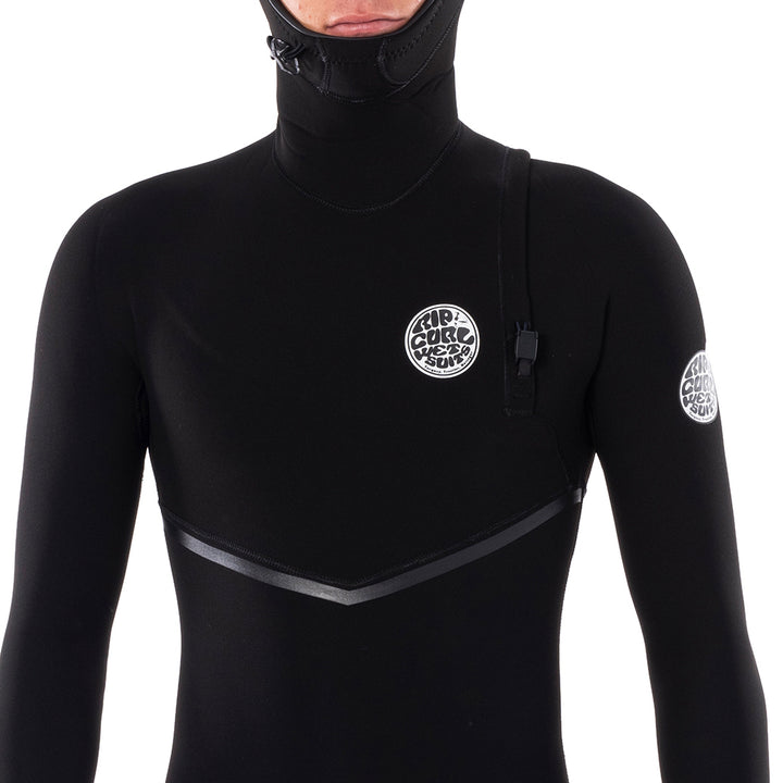 Rip Curl 4/3 E Bomb Zipper Free Hooded Wetsuit Black