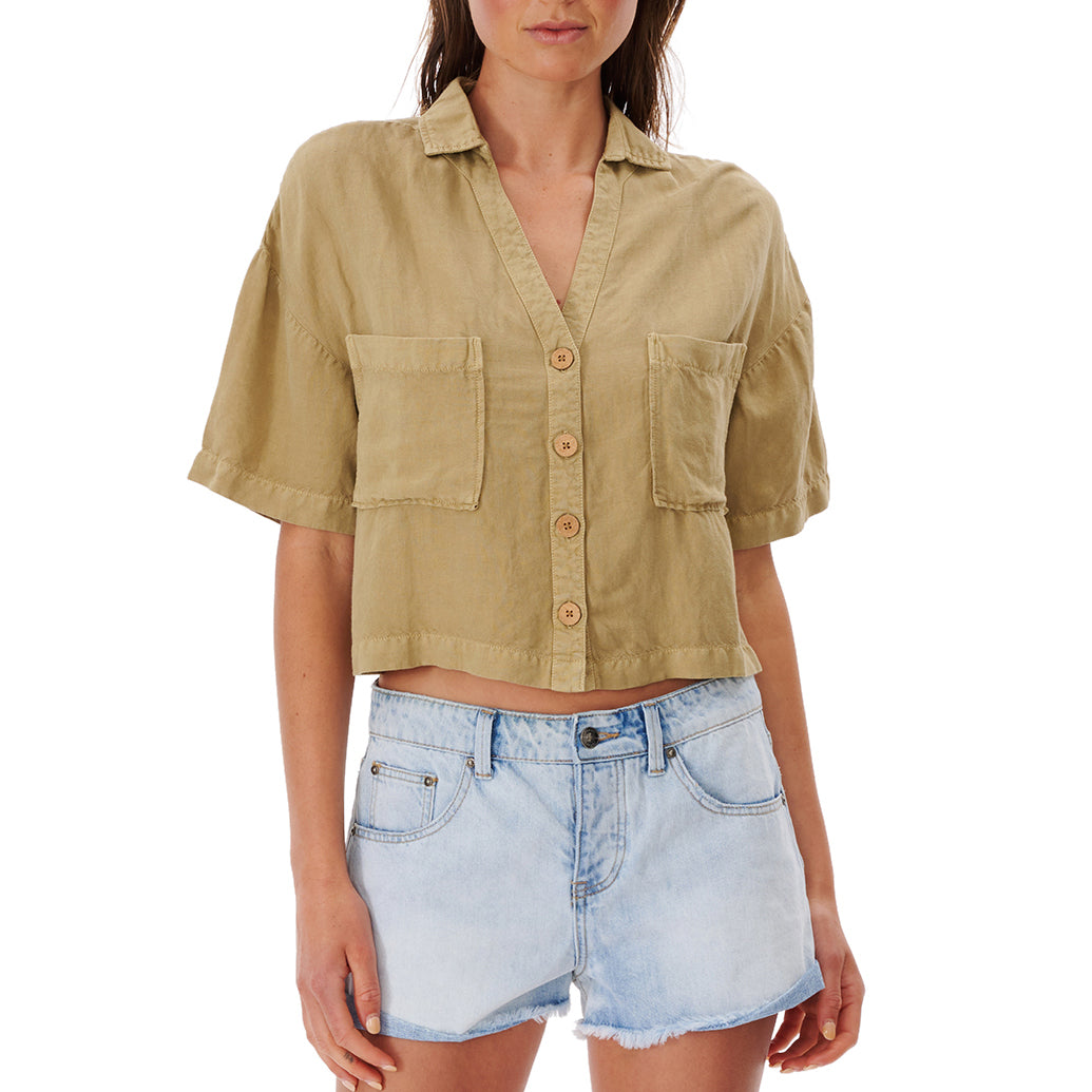 Rip Curl Premium Linen Shirt - Women's Light Olive