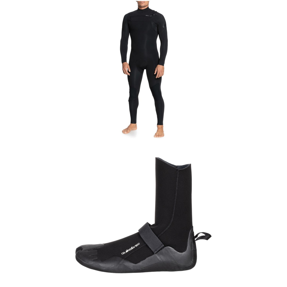 Quiksilver 4/3 Everyday Sessions Chest Zip GBS Wetsuit + 3mm Everyday Sessions Round Toe Wetsuit Boots