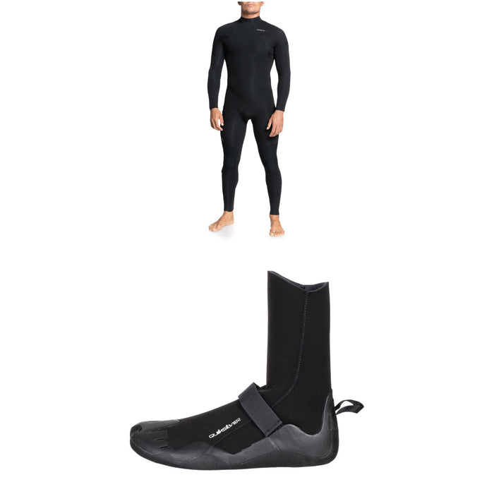 Quiksilver 4/3 Everyday Sessions Back Zip GBS Wetsuit + 3mm Everyday Sessions Round Toe Wetsuit Boots