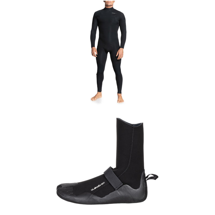 Quiksilver 4/3 Everyday Sessions Back Zip GBS Wetsuit + 3mm Everyday Sessions Round Toe Wetsuit Boots