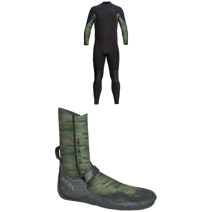 XCEL 4/3 Phoenix Chest Zip Wetsuit + 3mm Infiniti Split Toe Wetsuit Boots