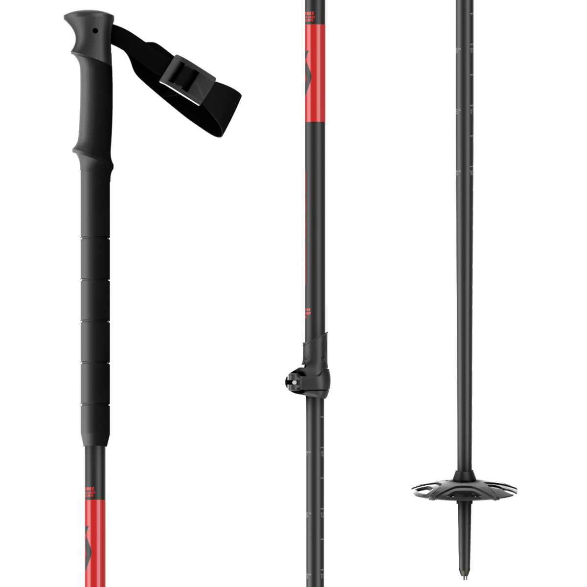 Scott Aluguide Adjustable Ski Poles 2025 Black/Red