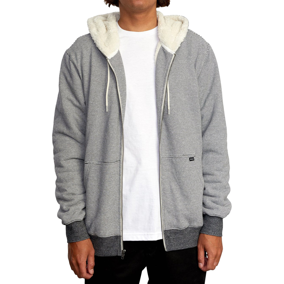 RVCA Cannon Sherpa Zip Hoodie - Men's Silver Bleach