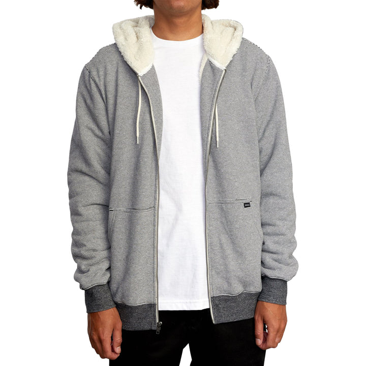 RVCA Cannon Sherpa Zip Hoodie - Men's Silver Bleach