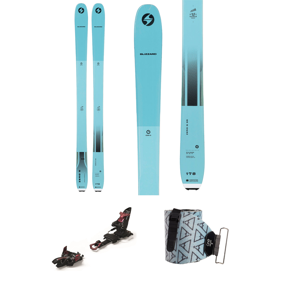 Blizzard Zero G 95 Skis + Marker Kingpin 10 Demo Bindings + evo x Pomoca Climbing Skins 2022 Blue