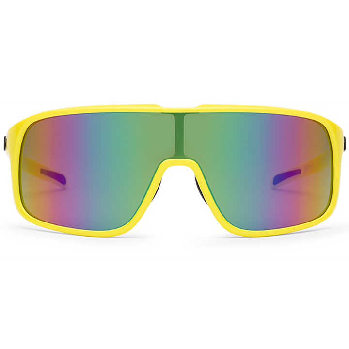 Volcom Macho Sunglasses Gloss Yellow-Aqua/Rainbow Mirror