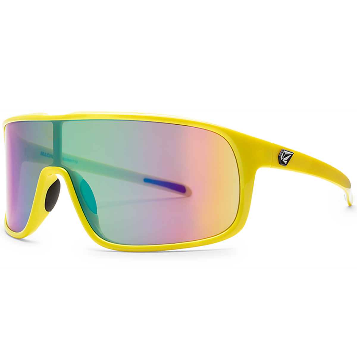Volcom Macho Sunglasses Gloss Yellow-Aqua/Rainbow Mirror