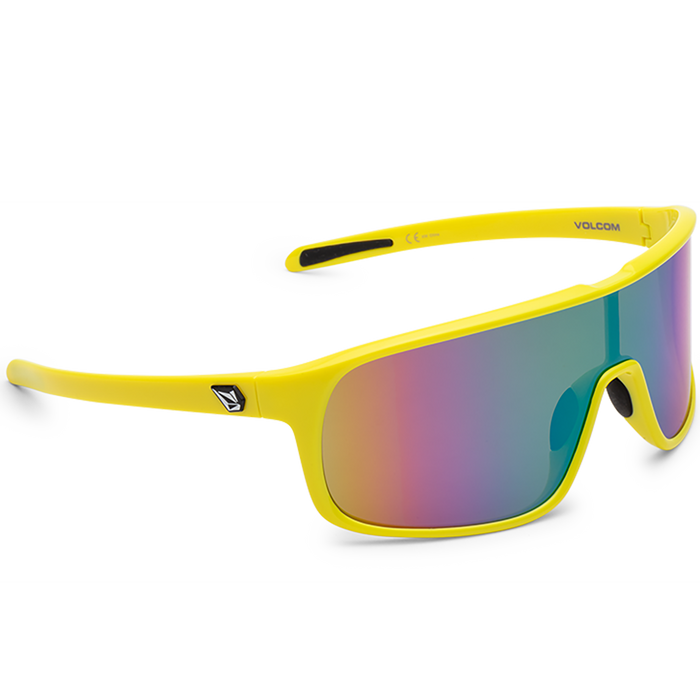 Volcom Macho Sunglasses Gloss Yellow-Aqua/Rainbow Mirror