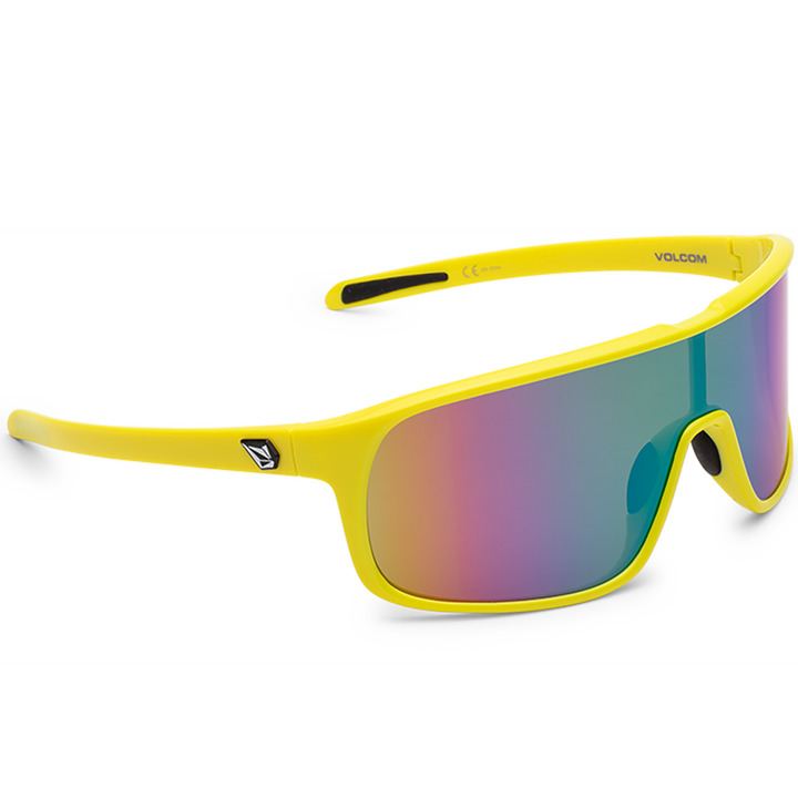 Volcom Macho Sunglasses Gloss Yellow-Aqua/Rainbow Mirror