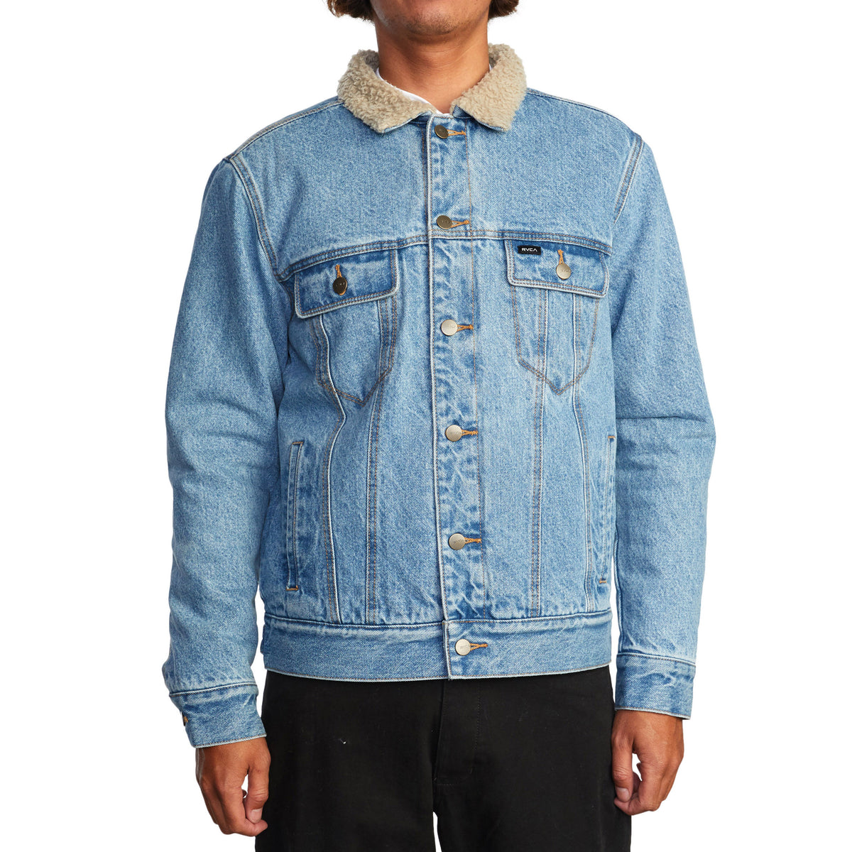 RVCA Waylon Denim Trucker Jacket - Men's Bleached Indigo