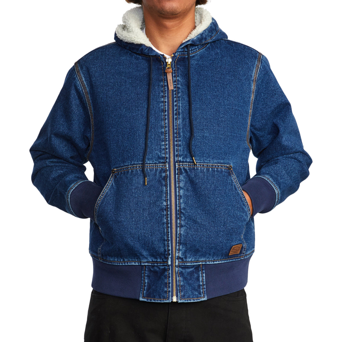 RVCA Chainmail Denim Hooded Jacket - Men's Rinse