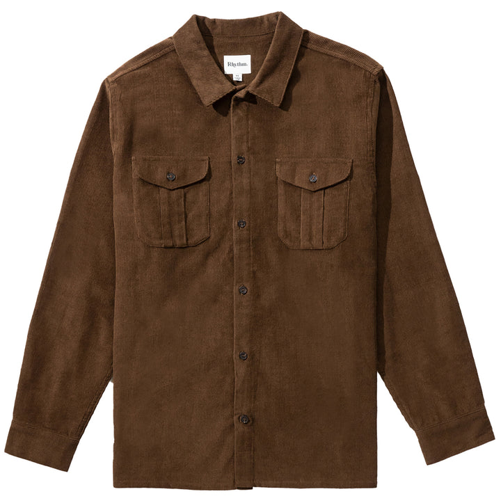 Rhythm Corduroy Long-Sleeve Shirt - Men's Chocolate