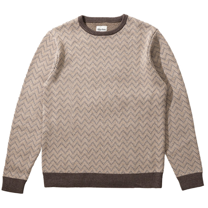 Rhythm Herringbone Knit Sweater - Men's Brown