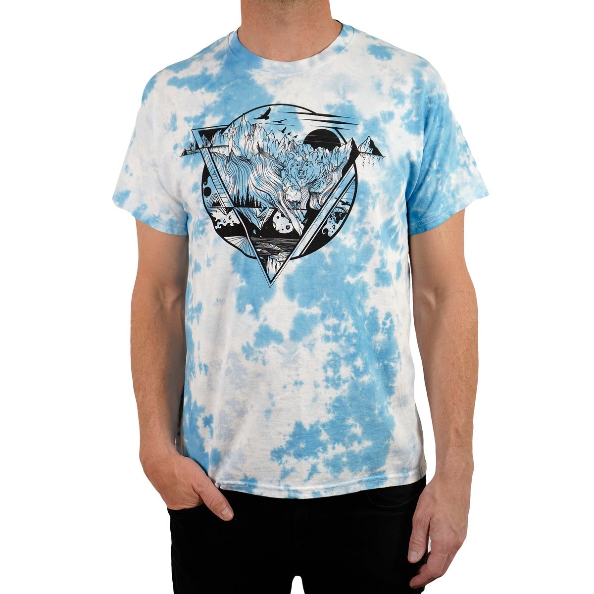 CB Ink High Sierra Roots Tie Dye Short-Sleeve T-Shirt - Men's Tie Dye:Wht,Blu,Gry