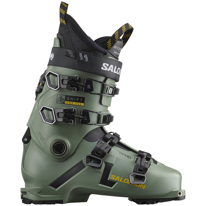 Salomon Shift Pro 100 Alpine Touring Ski Boots 2024 Oil Green/Black/Solar Power