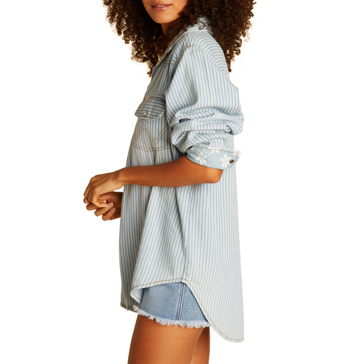 Billabong Headed West 2 Long-Sleeve Demin Shirt - Women's Rodeo Blue