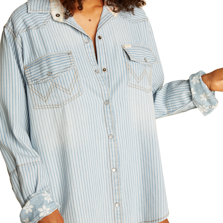 Billabong Headed West 2 Long-Sleeve Demin Shirt - Women's Rodeo Blue