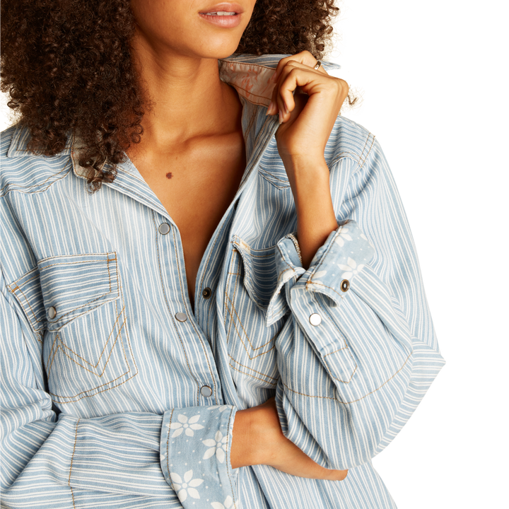 Billabong Headed West 2 Long-Sleeve Demin Shirt - Women's Rodeo Blue