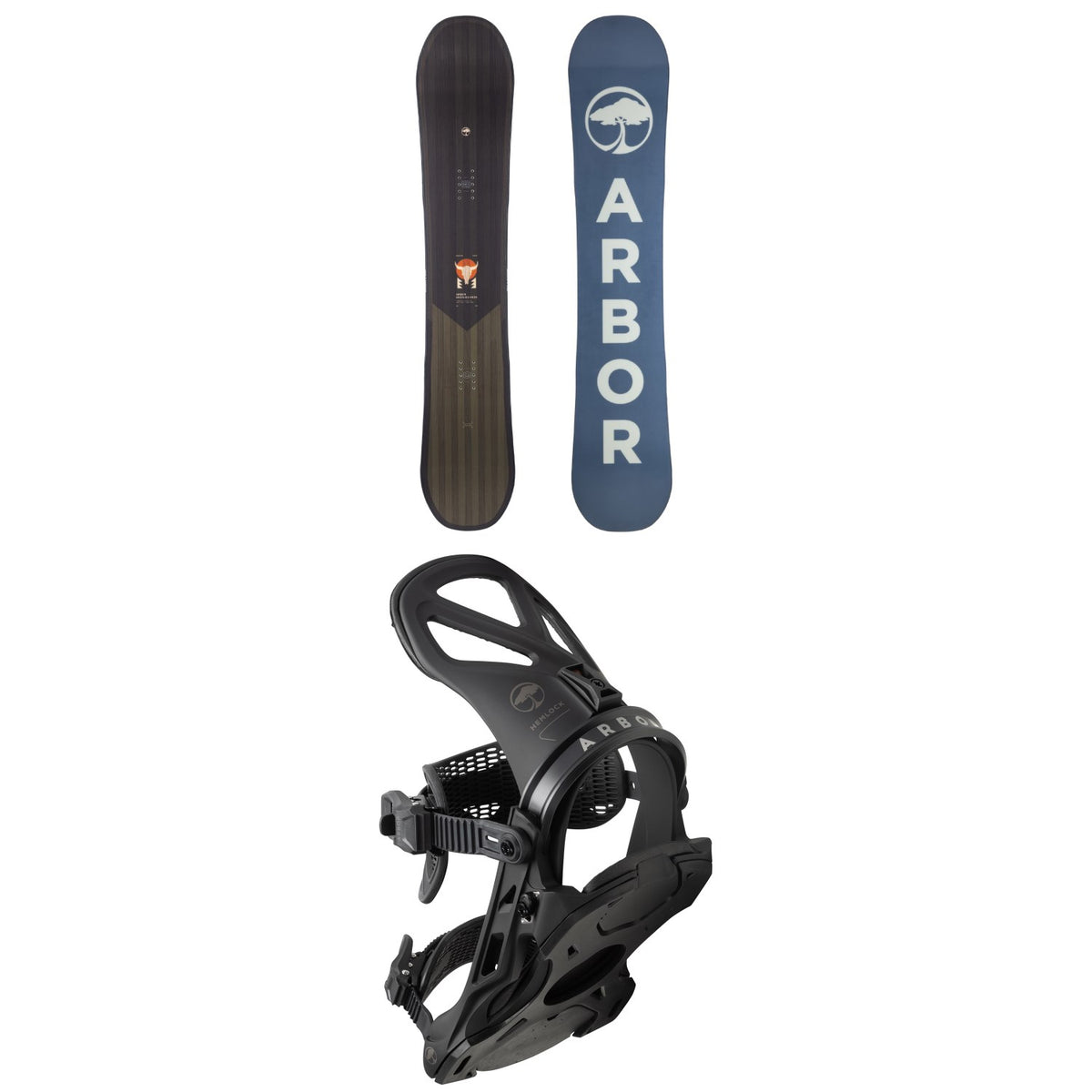 Arbor Foundation Snowboard + Hemlock Snowboard Bindings 2023