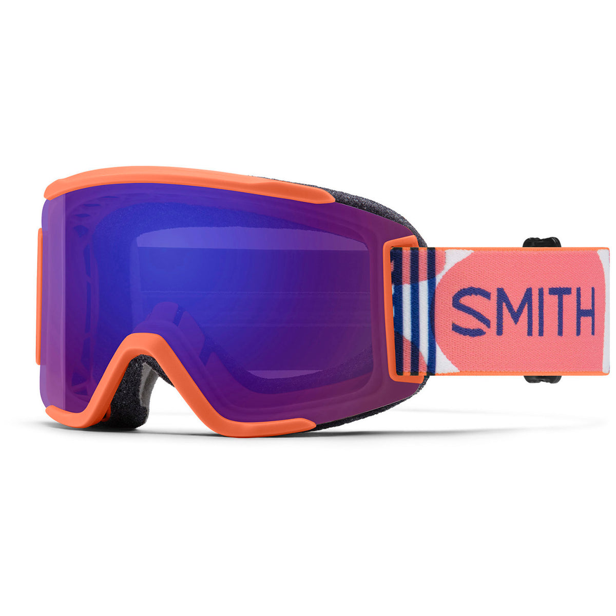 Smith Squad S Low Bridge Fit Goggles - Women's Coral Riso Print/ChromaPop Everday Violet Mirror+Clear