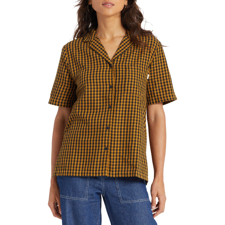 Brixton Bunker Gingham BF Woven Shirt - Women's Medal Bronze