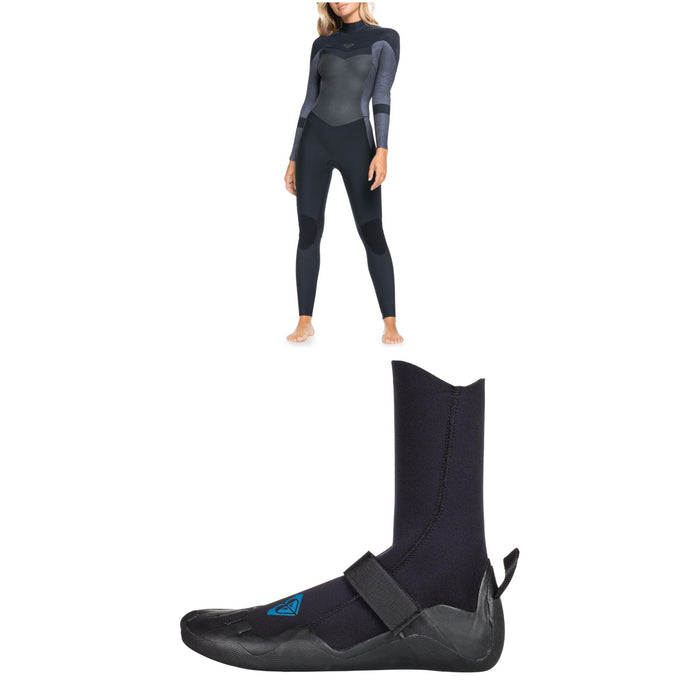 Roxy 5/4/3 Syncro Back Zip GBS Wetsuit + 5mm Syncro Round Toe Wetsuit Boots - Women's