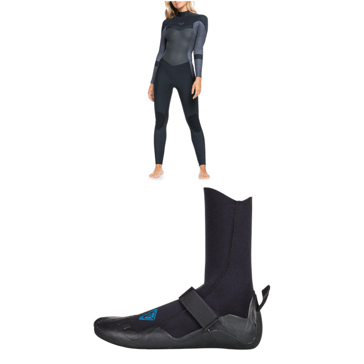 Roxy 5/4/3 Syncro Back Zip GBS Wetsuit + 5mm Syncro Round Toe Wetsuit Boots - Women's
