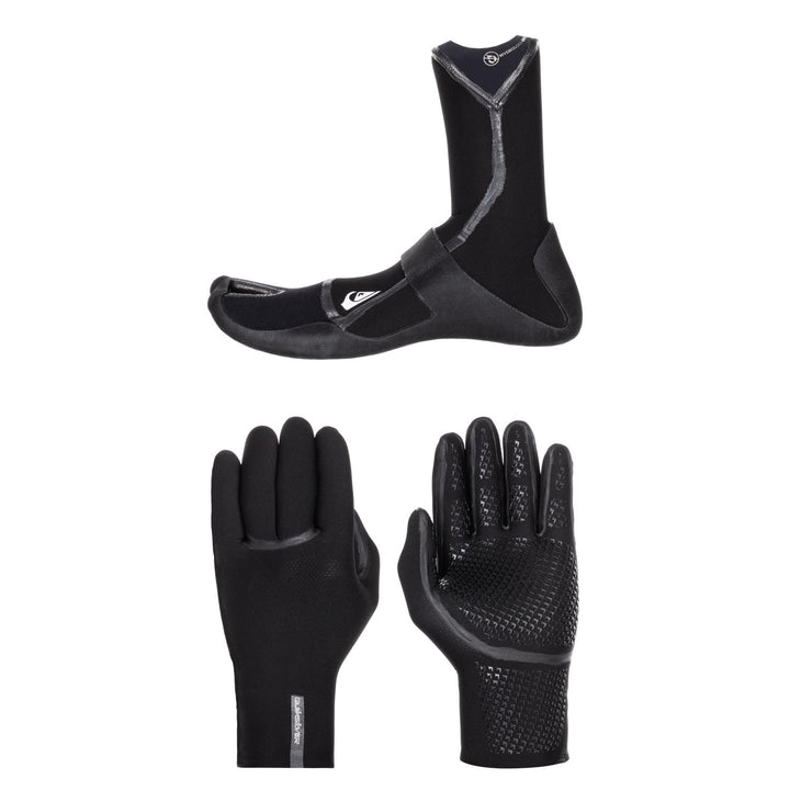 Quiksilver 3mm Marathon Sessions Split Toe Wetsuit Boots + 3mm Marathon Sessions 5 Finger Wetsuit Gloves
