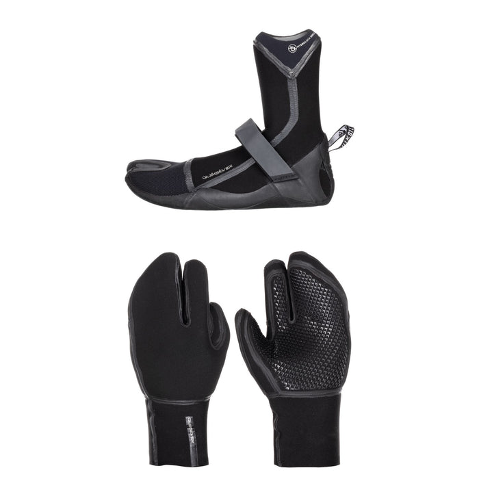Quiksilver 5mm Marathon Sessions Split Toe Wetsuit Boots + 5mm Marathon Sessions 3 Finger Wetsuit Mittens