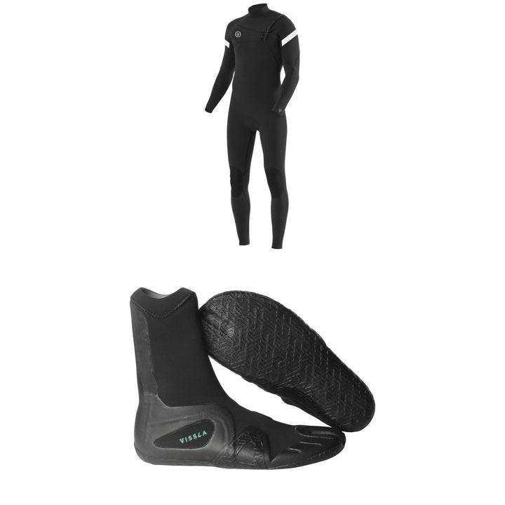 Vissla 4/3 7 Seas Raditude Chest Zip Wetsuit + Vissla 3mm 7 Seas Split Toe Wetsuit Boots