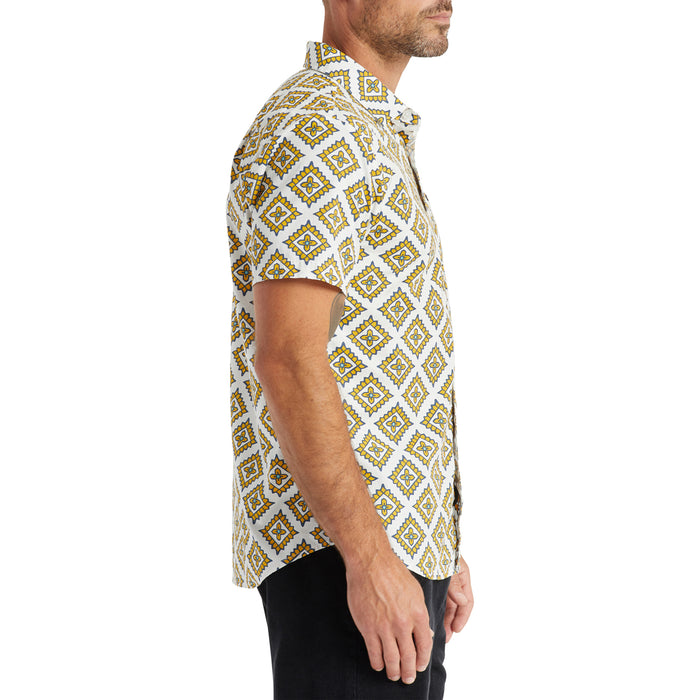 Brixton Charter Print Short-Sleeve Shirt - Men's Off White/Pheonix Orange/Joe Blue
