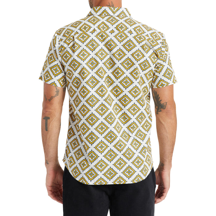 Brixton Charter Print Short-Sleeve Shirt - Men's Off White/Pheonix Orange/Joe Blue