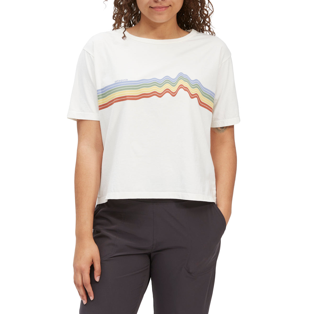 Patagonia Ridge Rise Stripe Organic Easy Cut T-Shirt - Women's Birch White