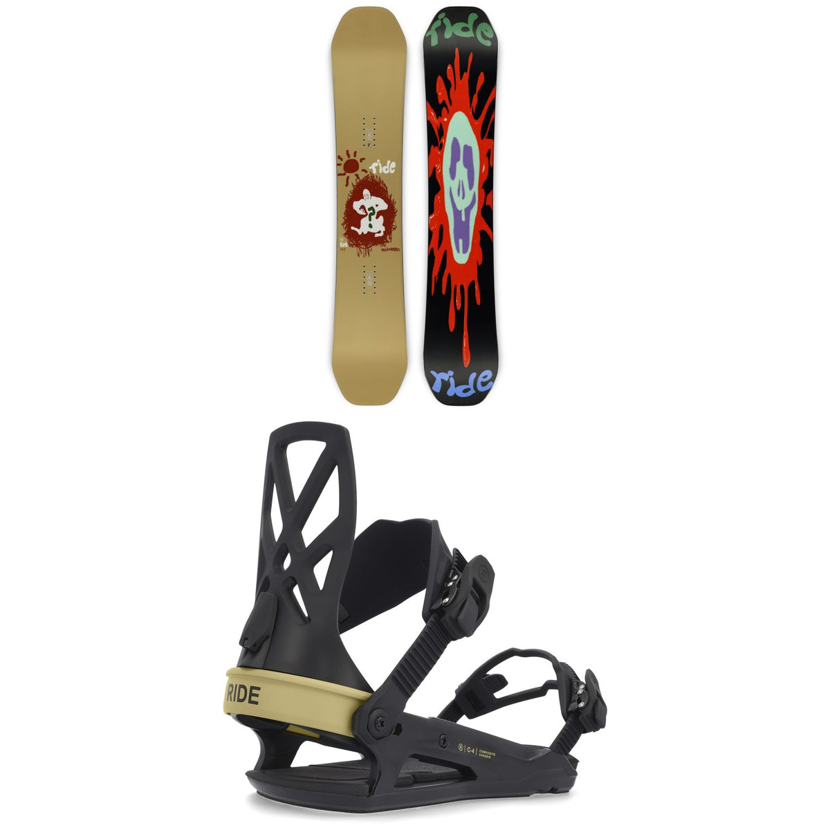 Ride Kink Snowboard + C-4 Snowboard Bindings 2023