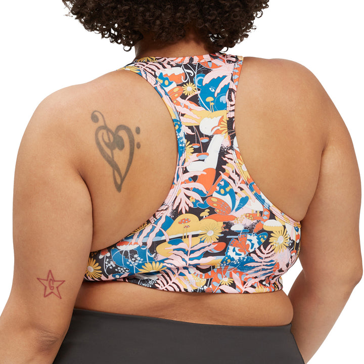 The North Face Printed Midline Bra - Women's TNF Black International Women's Collection Print