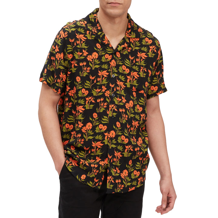 Poler Aloha Shirt - Men's Orchid Floral Black