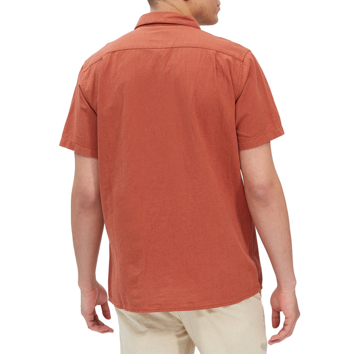 Rhythm Classic Linen Short-Sleeve Shirt - Men's Baked Clay