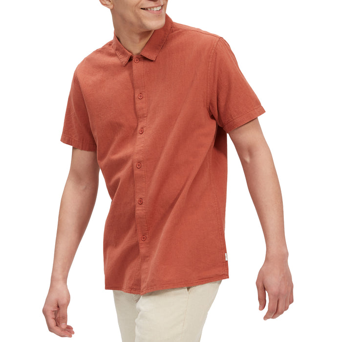 Rhythm Classic Linen Short-Sleeve Shirt - Men's Baked Clay