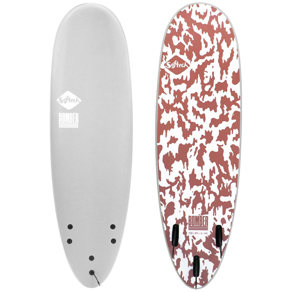 Softech Bomber FCS II 6'4" Surfboard Grey/Dusty Red