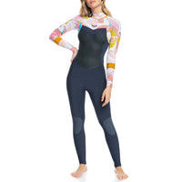 Roxy 4/3 Syncro Back Zip Wetsuit - Women's Jet Gry/Coral Flame/Temple Gold::Jet Gry/Coral Flame/Temple Gold