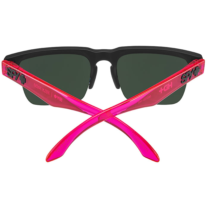 Spy Helm 5050 Sunglasses Soft Matte Black Translucent Pink/Happy Gray Green