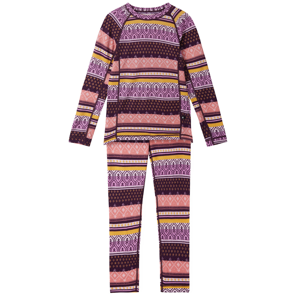 Reima Taitoa Thermal Base Layer Set - Kids' Deep Purple Forest