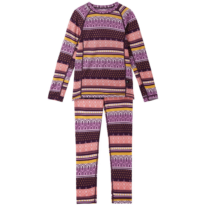 Reima Taitoa Thermal Base Layer Set - Kids' Deep Purple Forest